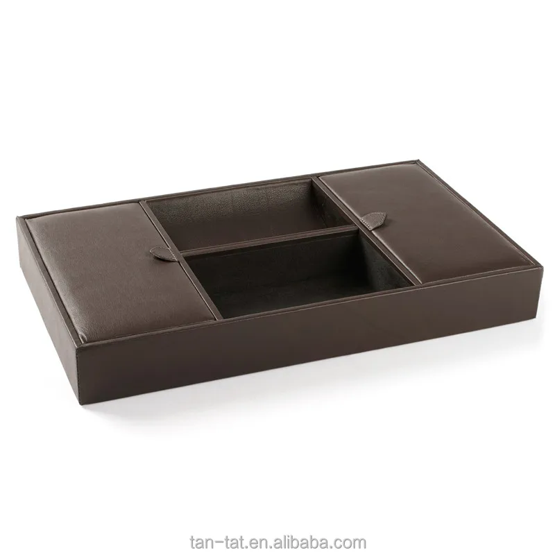 
Black Genuine Leather Paper Tray Office Decor 