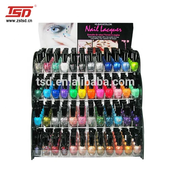 Custom Makeup Store cosmetic shop 4 tiers acrylic nail polish shelf makeup retail display stand rack case