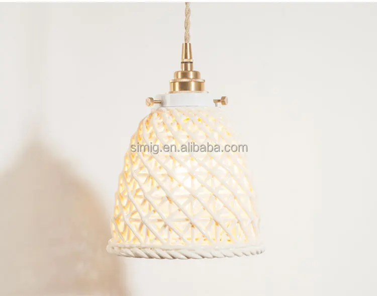 Simig lighting modern brass color E27 holder Ceramic white lampshade Ceramics pendant lamp