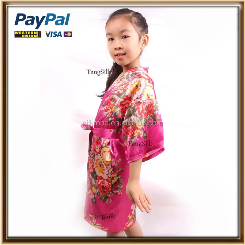 Hot sale floral satin women floral silk robe