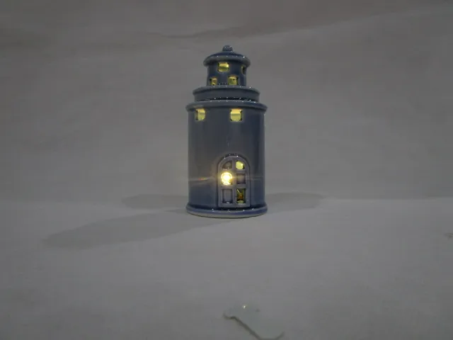 Керамический держатель для свечей маяк синий/белый 5