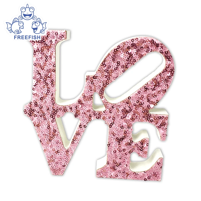 Wooden decorative home family desktop word letters standing block