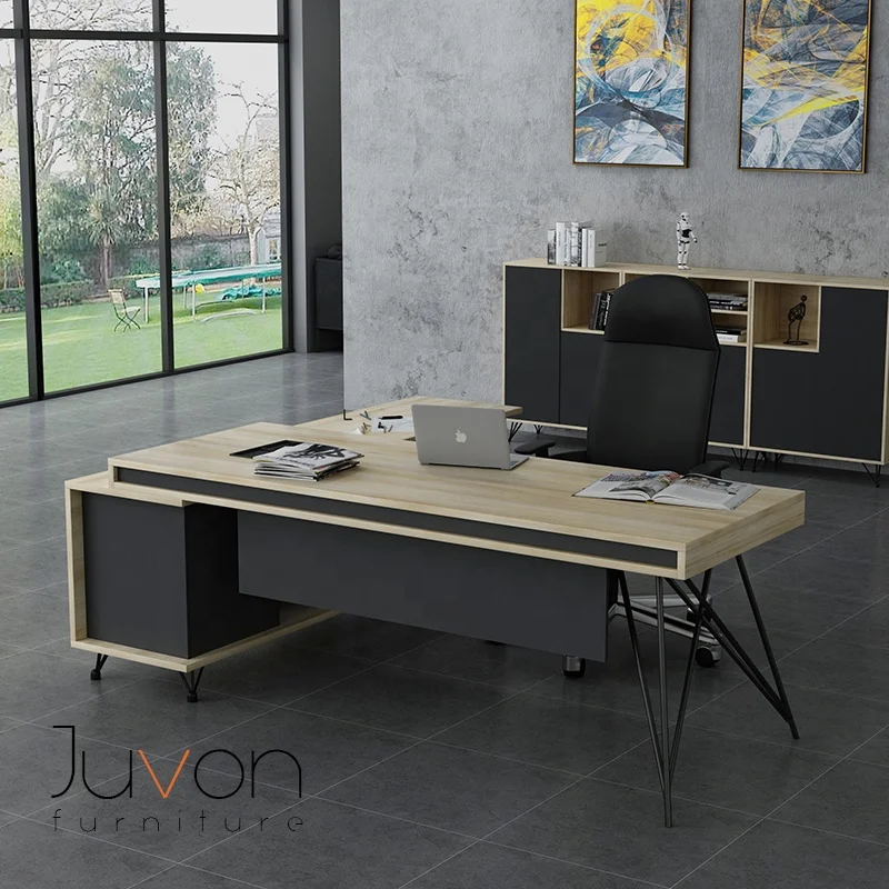 
Office desk with side cabinet wooden manager work table 