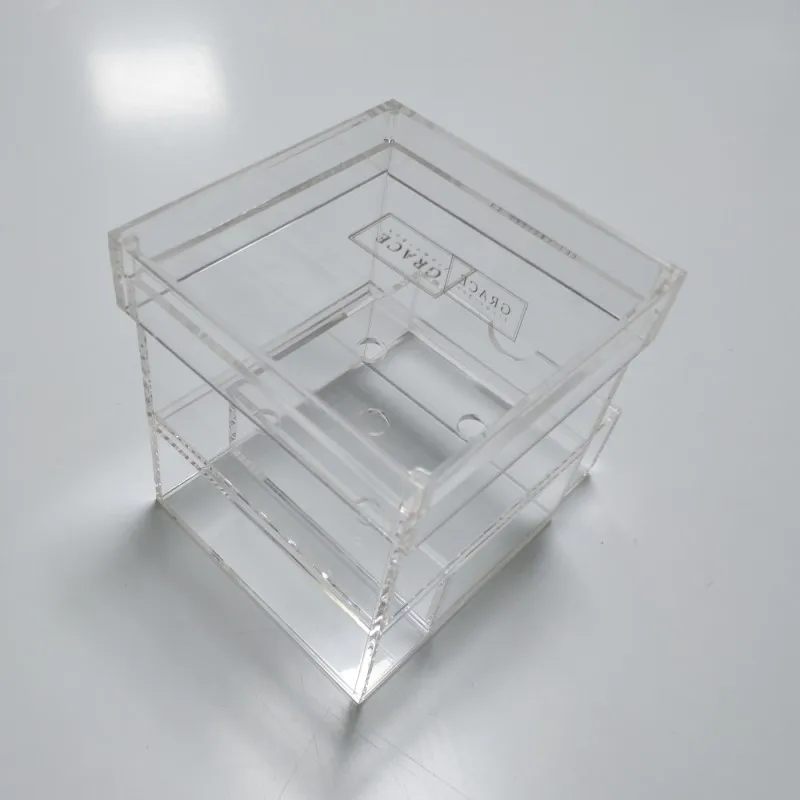 Factory clear acrylic round candy display gift shoe rose flower box