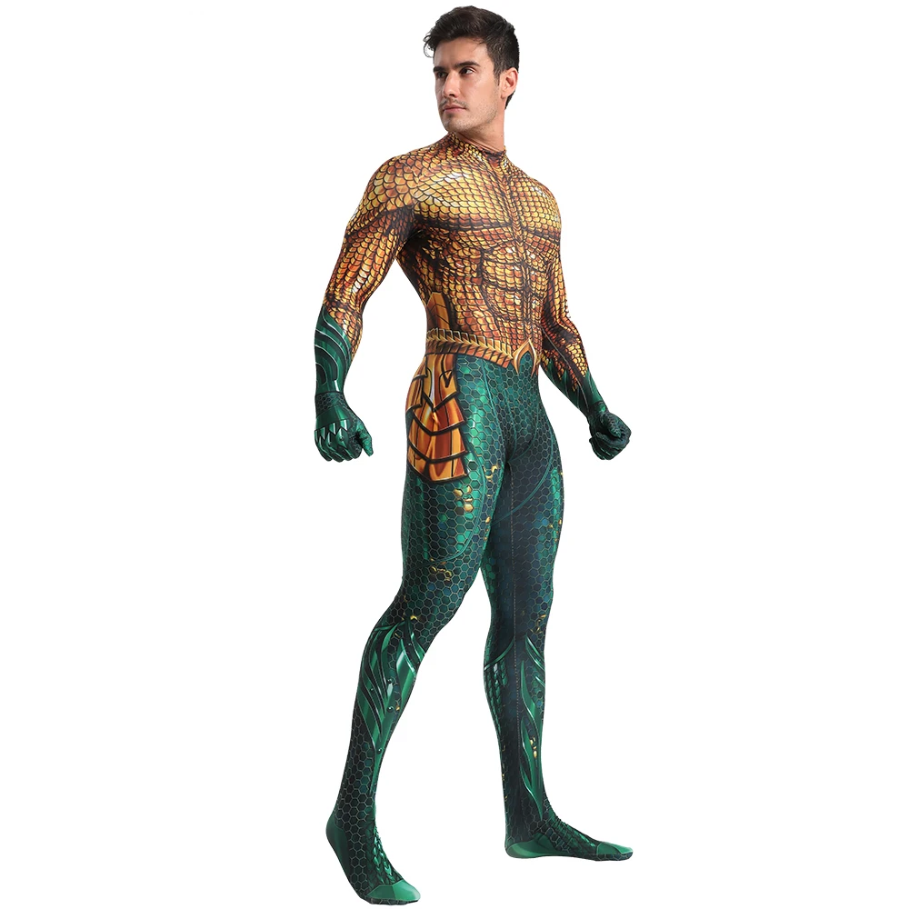  Роскошный костюм для косплея Aquaman мужской Артура карри Zentai супергероя постоянного тока на Хэллоуин взрослых