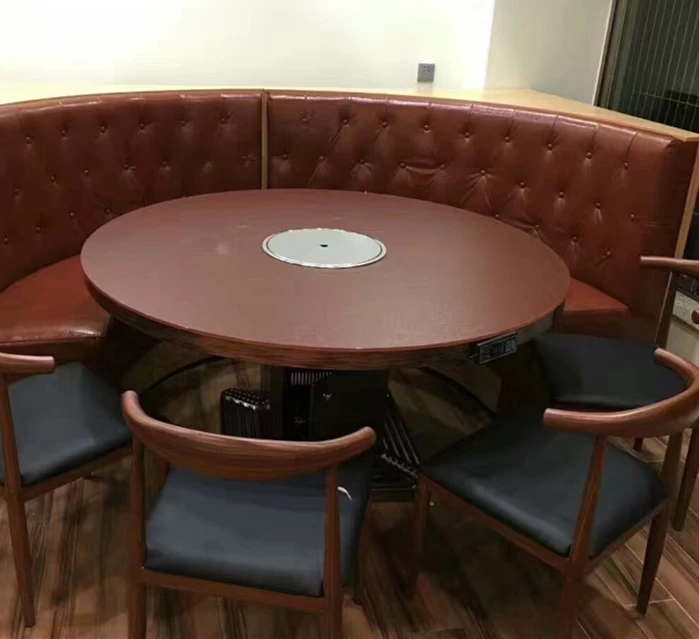 
Chinese wood table with granite hot pot table 