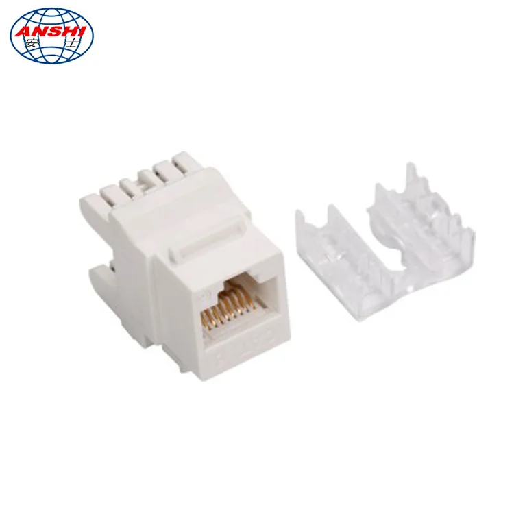 ANSHI RJ45 CAT6 Keystone Jack 180 degree UTP Connection with dust cover