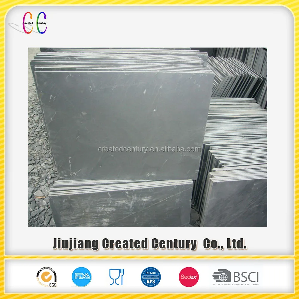 Cheap factory price 60x60 cut to size non slip natural surface black flooring slate stone