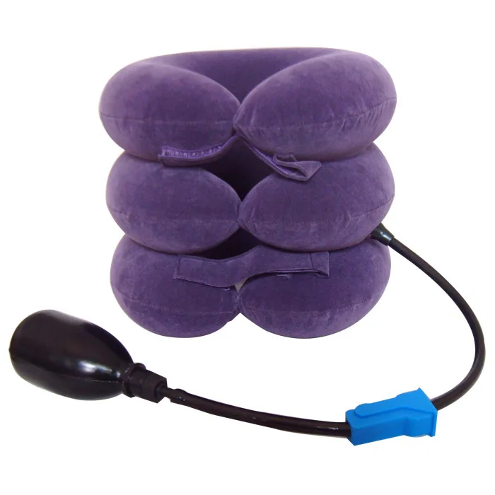 Adjustable flannel air neck brace traction inflatable cervical collar brace pillow