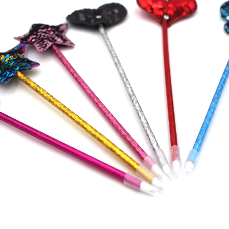 
Custom bling sequin heart butterfly star flower shape paillette ball pen 