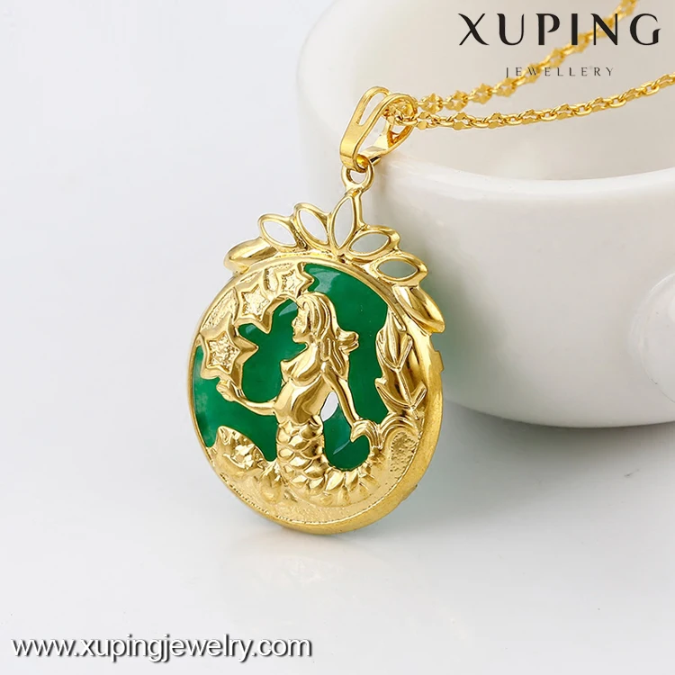 N6606006 xuping stone jewelry Mermaid princess design jade pendant necklace jewelries