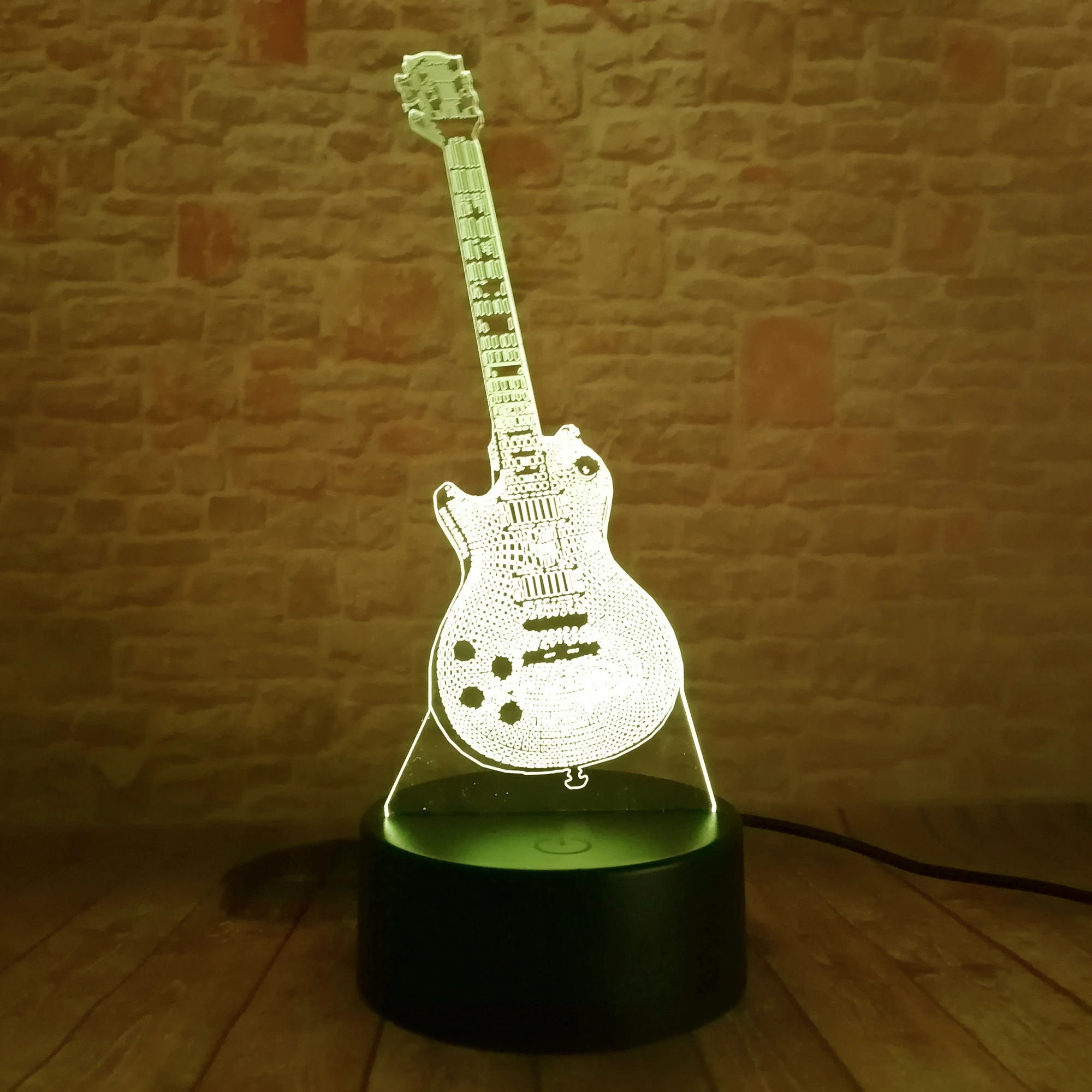 Luminous Bass Guitar Action Figure 3D Illusion LED NightLight Colorful Touch Flash Fairy Light Action & Toy Figures Child Gifts