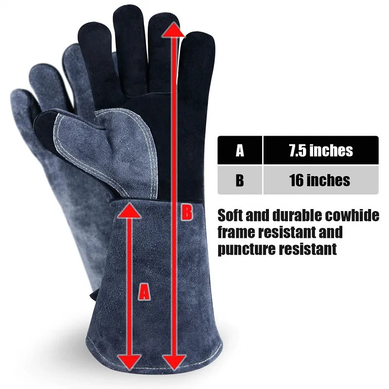 
500 Degrees long split leather welder work welding gloves 