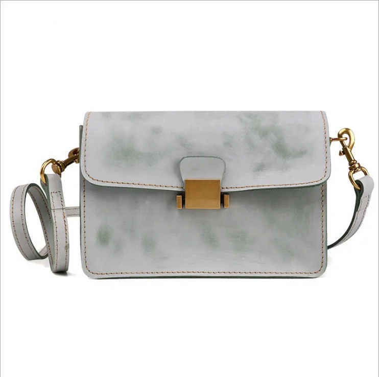 Korean version of the new fashion leather handbags bag female 2019 new retro shoulder bag Messenger  tofu bag