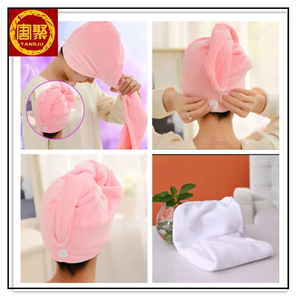 China OEM ODM High Quality Microfiber Drying Hair Salon Towel Cap Hair Towel With Embroidered Logo