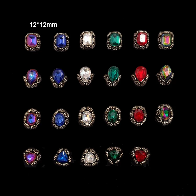 Free Shipping Factory Direct Sale 3d New Nail Alloy Charm Colorful Rhinestone Nail Art 2017