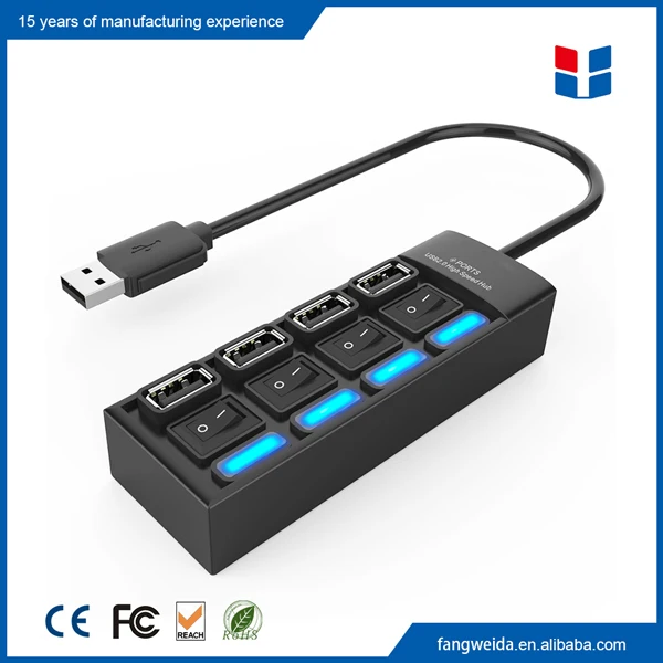 Wholesale 4 port fast charging usb hub compatible with USB3.0/USB2.0