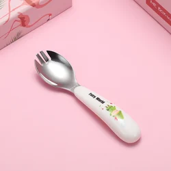 WORTHBUY Cute Cartoon Cutlery Set For Kids 304 Stainless Steel Tableware Plastic Handle Fork Spoon Dinnerware Kitchen Dinner Set