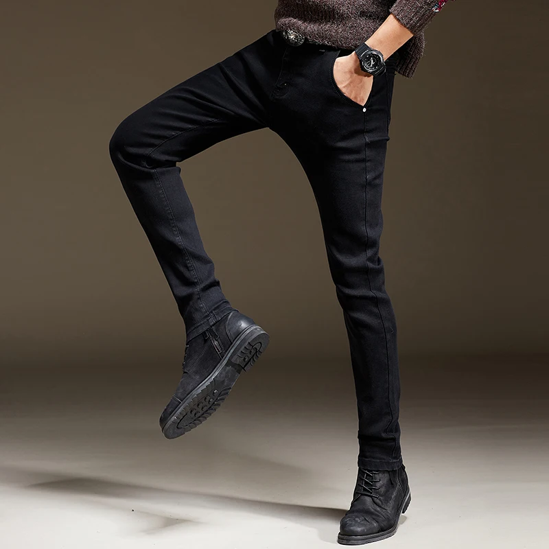 2022 men jeans stretch version of the South Korean version of the trend black casual long trousers men thick style.
