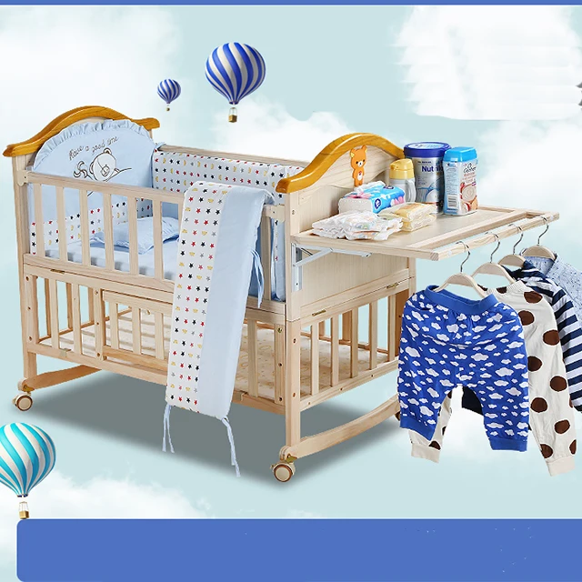 European style solid wooden baby crib/Handmade baby crib