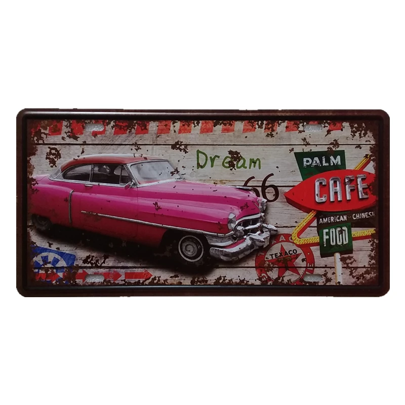 2018 popular 15x30cm vintage car license hotsale embossed tin sign wall decoration for home