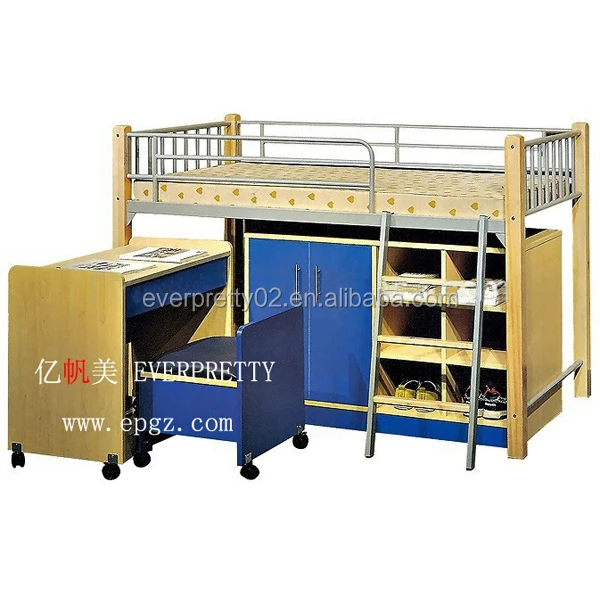 School Dormitory Furniture  Student  Adult Metal Bunk Bed  with Study Desk