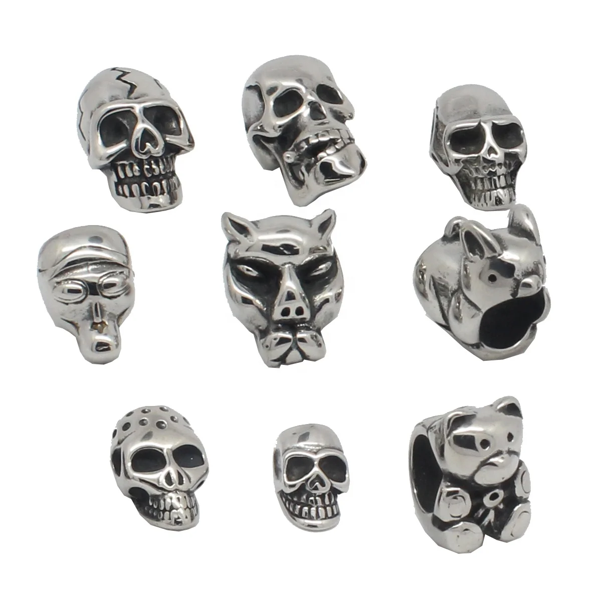Оптовая продажа, бусины Yudan из нержавеющей стали с изображением черепа