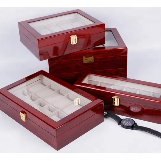 
Popular Muti-Layer Metal Glass Watch Box Stylish Clear Window Cover Watch Organizier Storage With Metal Clasp 