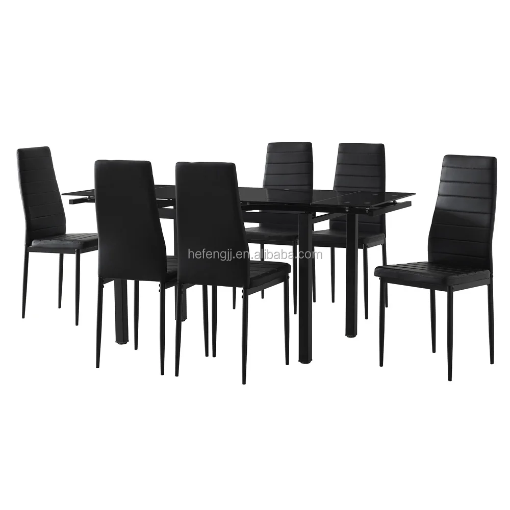 
Расширенный стеклянный обеденный стол с 6 стульями серого цвета 