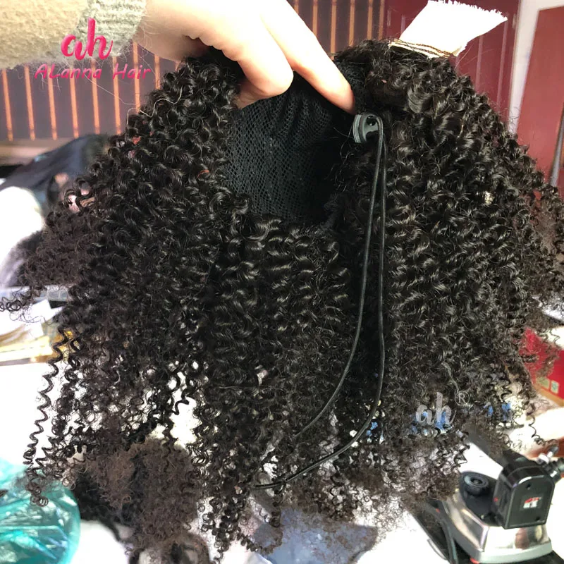 
4A Kinky Curly Human Hair Ponytail Extensions Big Stock, 10A Virgin Mongolian Afro Kinky Real Human Hair For Sale China 