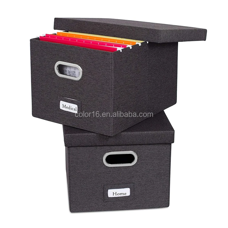 
Cheap price custom linen non woven fabric office medical home use organizer file storage box with lid 