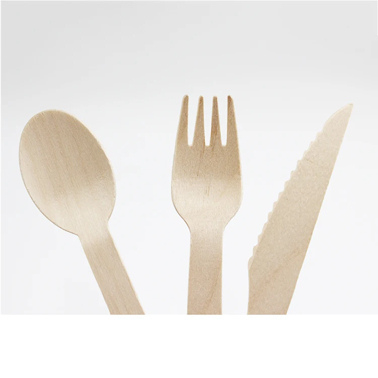 Biodegradable Bulk Wood Spoon/forks/knives Disposable Wooden Cutlery Set