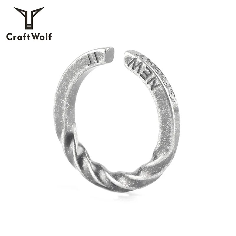 Craft Wolf custom jewelry VikingTrend  Man woman adjustable Trend  Stripe Twisted Stainless Steel Ring