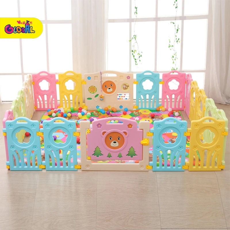 Colorful baby play yard indoor kids play area safety plastic game fence