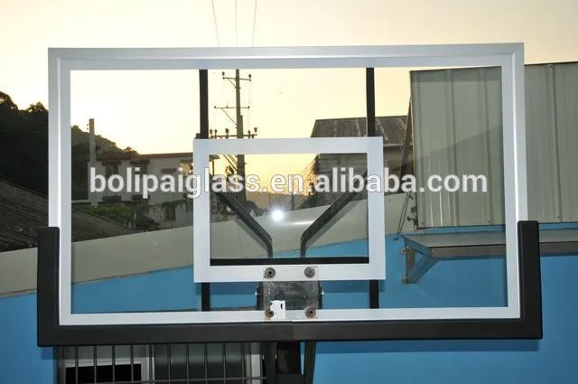 High qualtity 12mm thickness PU padding tempered glass safety basketball board with ring