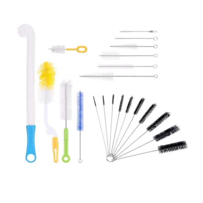 Mini nylon bristle tube brush for cleaning straw spray gun needle brushes