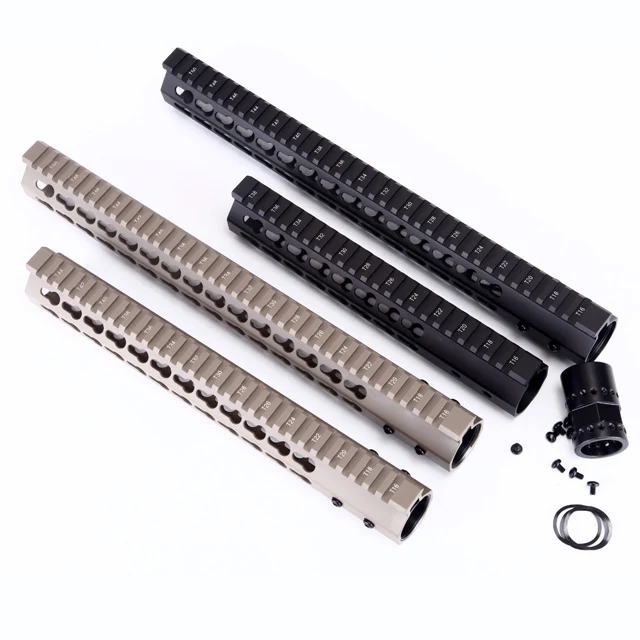 
6061-T6 AR15 AR15 M4 .223 556 Ultralight MLok Key mod AR 15 Wholesale Free Float Rail Handguard with steel barrel nut aluminum 6061 