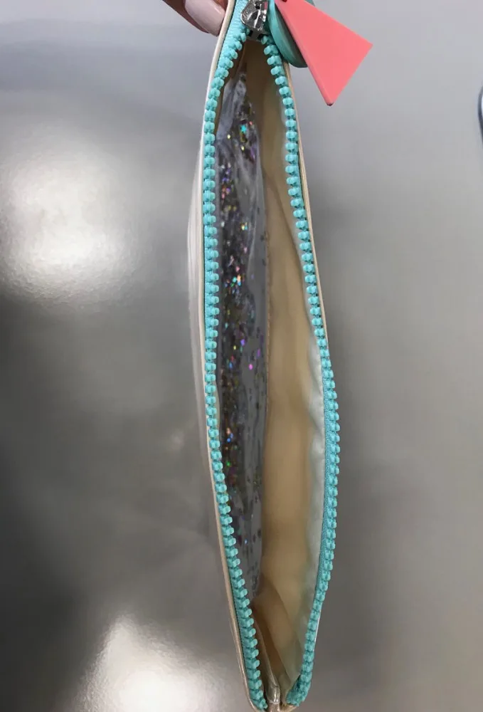 ARTGIMEN Custom Fashion Clear PVC Cosmetic Pouch Bag With Liquid Glitters Cheap Glitter Makeup Pouch