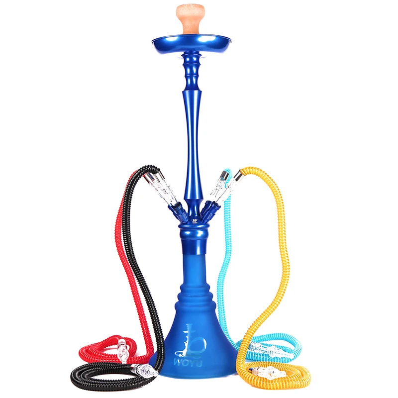 Guangzhou WOYU wholesale sheesha chicha nargile 4 hose aluminum glass shisha pipe hookah