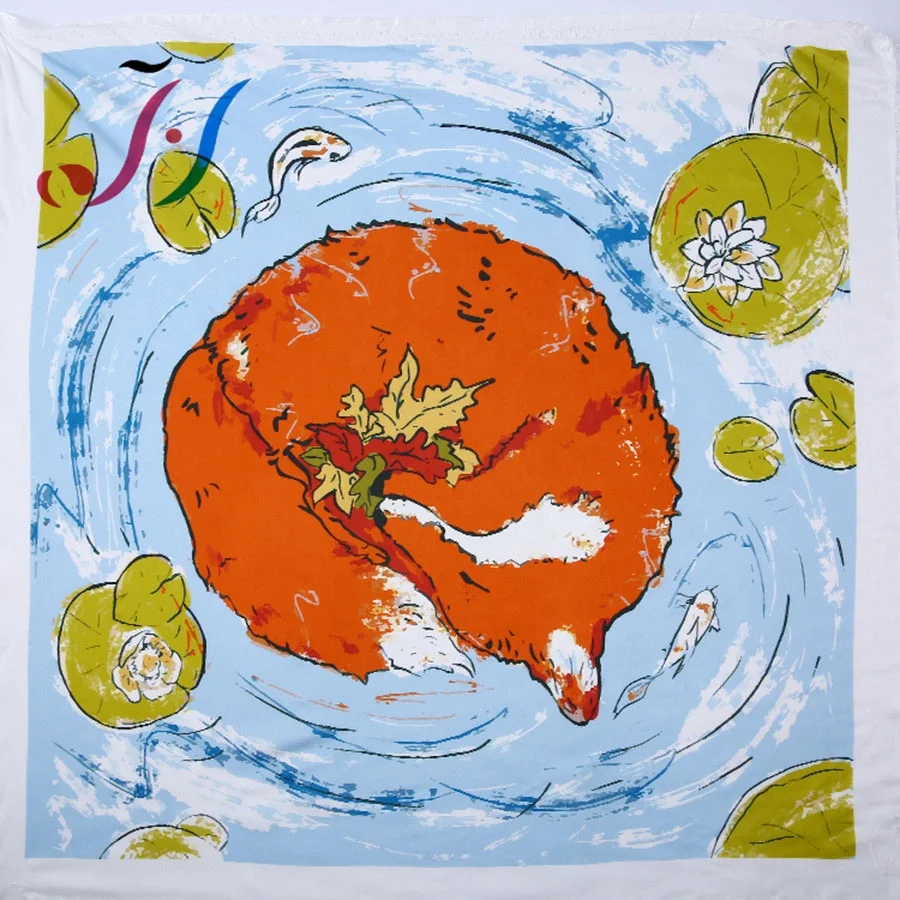 Custom design digital print cotton silk fabric for dress and scarves