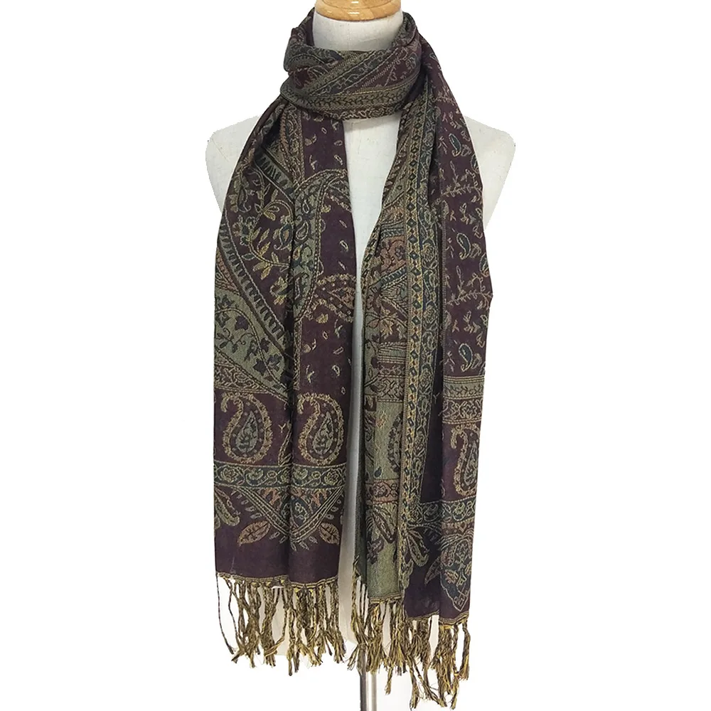 2023 fashionable lady pashmina scarf unique paisley with tassels shawl wholesale