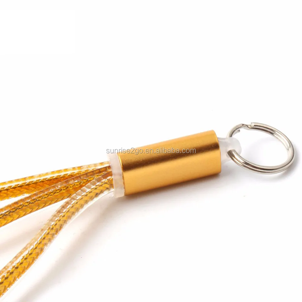 2017 Metal Head 10cm PVC 2 in 1 Keychain USB Cable for smart phone