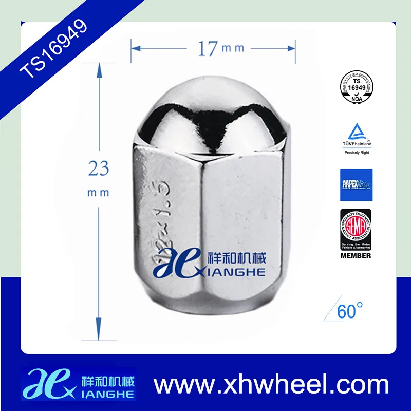 M12x1.5 chrome universal wheel nut auto racing lug nut wheel nut