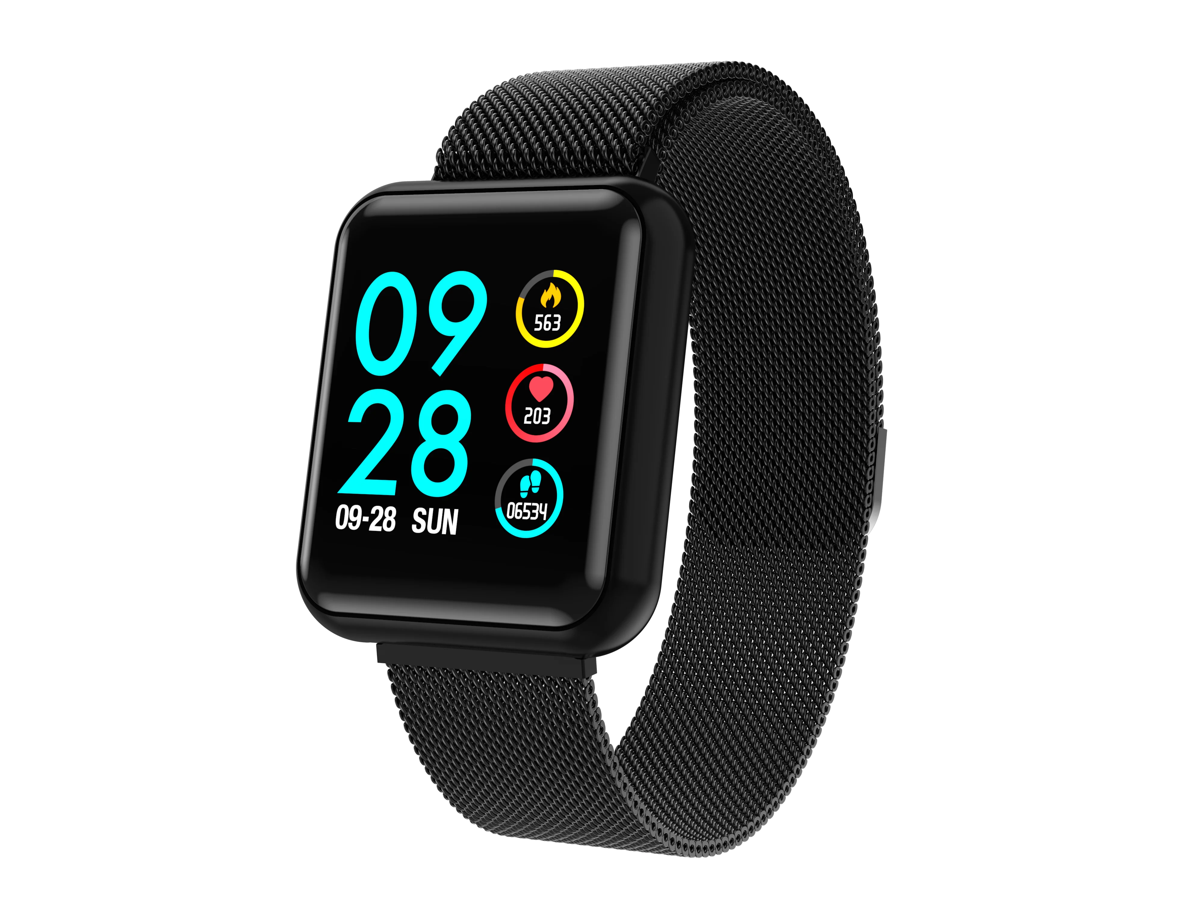 High quality touch screen 1.3 inch heart rate P68 Smart bracelet sport watch fitness with steel strip smart watch waterproof