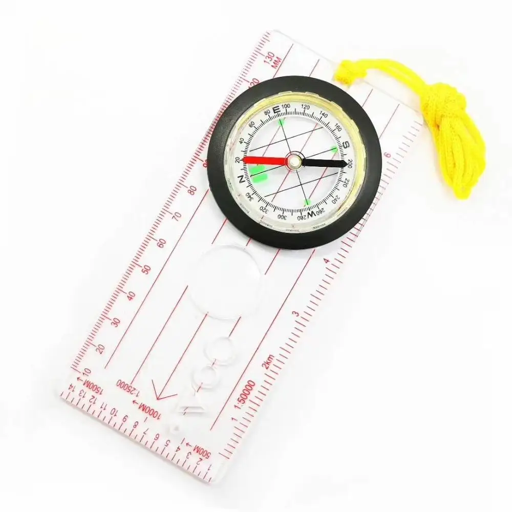 Plastic Multifunction Map Compass For Outdoor Navigation Camping Transparent Ruler Protractor