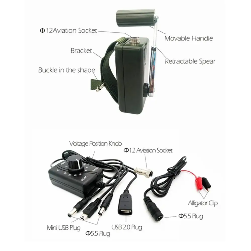 Portable hand crank generator 30w power supply universal standard USB charging port