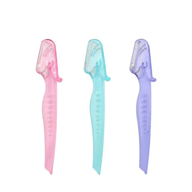 Customized makeup tools Promotional manufactures shaver eyebrow razor with plastic handle