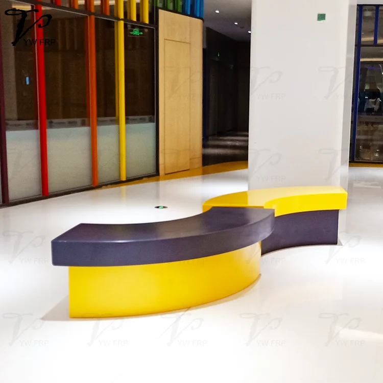 Shopping mall fiberglass lounge bench garden long bench for indoor &outdoor