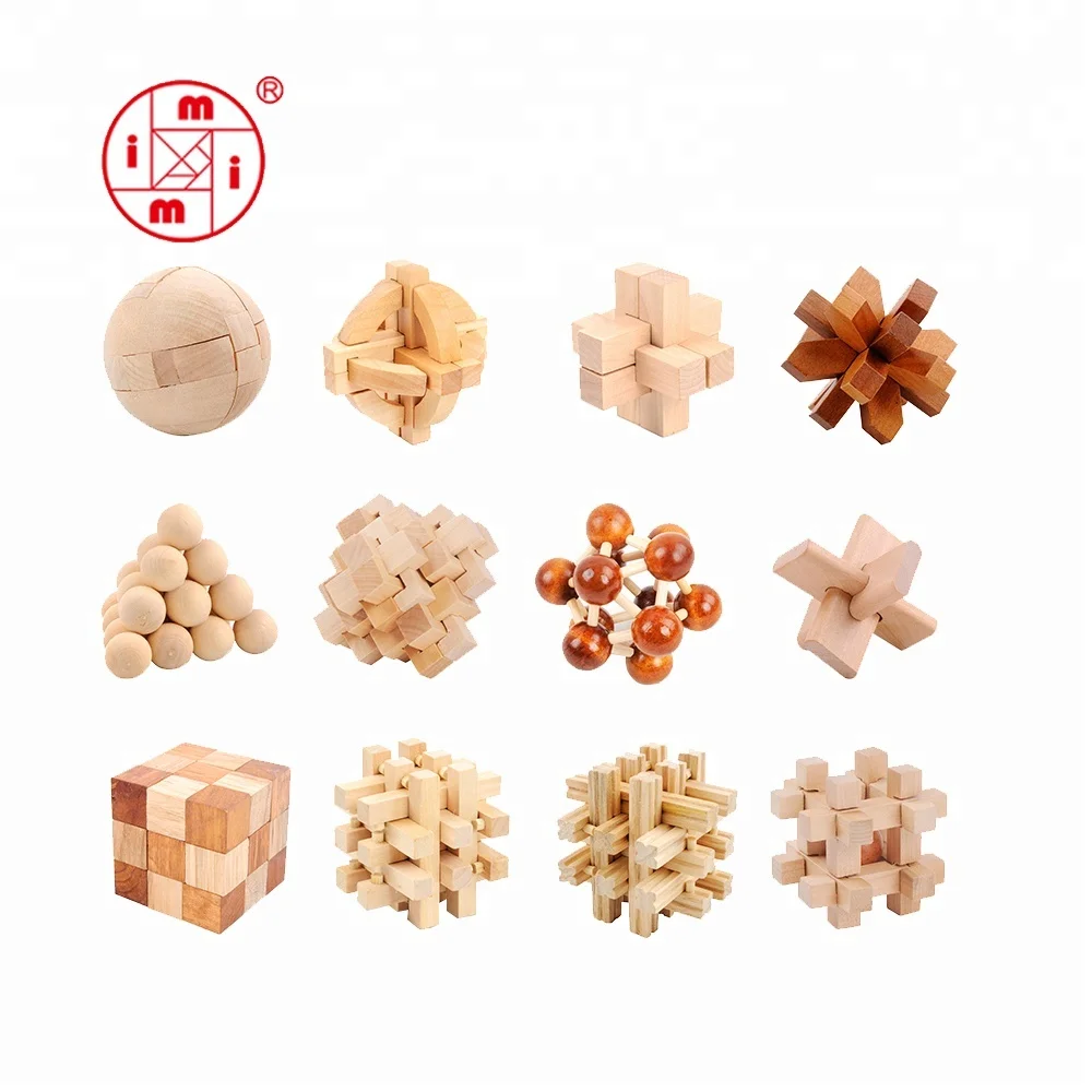 ICTI factory Intelligence 3D wooden brain teaser  puzzle toys funny cube iq game iq toy 3d puzzle ball for adult