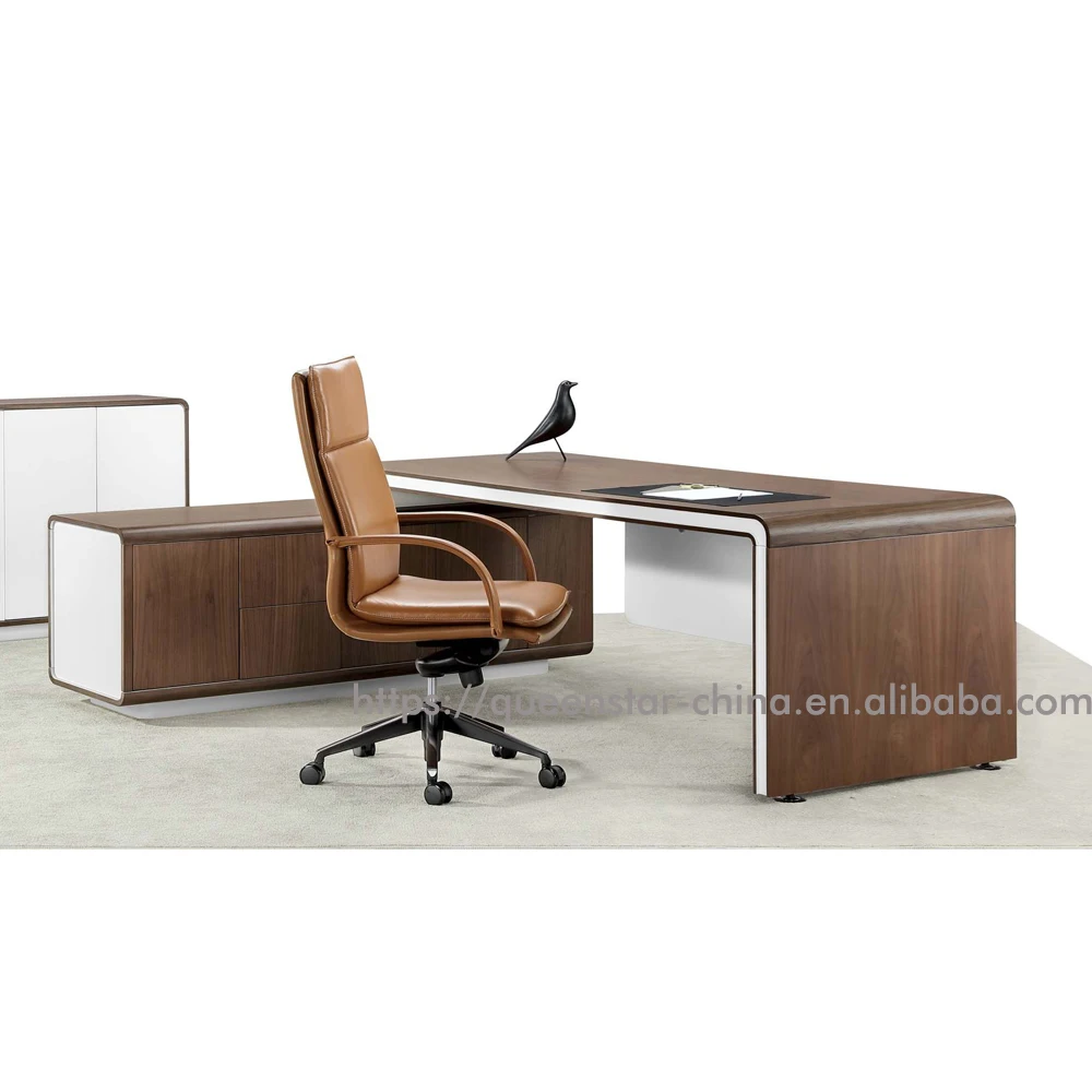 QS-ODJ03 modern office executive desk with pedestal luxury manager desk with drawer with  MDF desktop